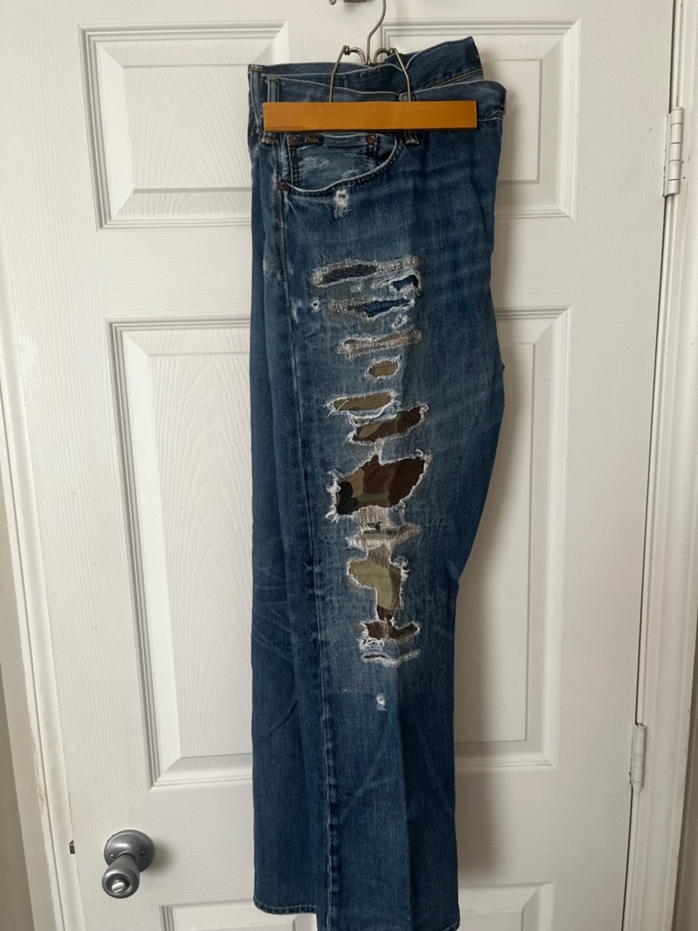 *House of Ralph Week* Ralph Lauren Distressed Jeans with Camo Patch Detail 38x32